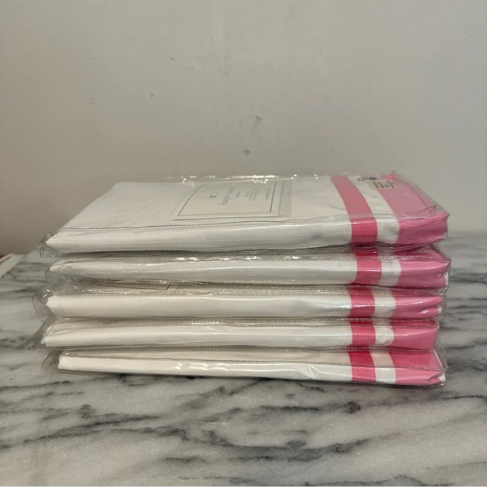 Pottery Barn Baby Harper Valance in White and pink lot of 5 NIP NEW